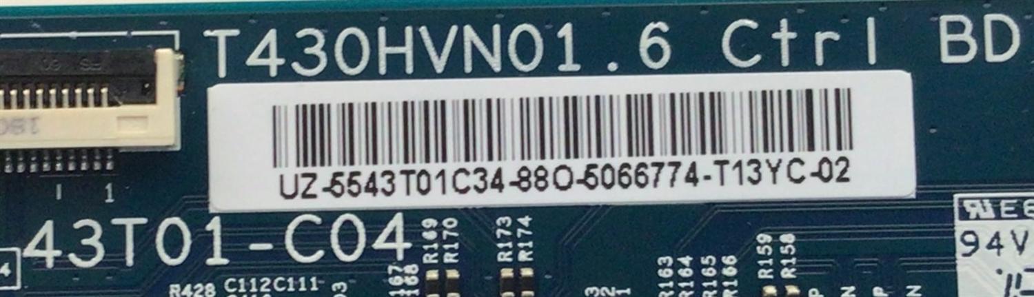 T-CON PARA MONITOR SAMSUNG / NUMERO DE PARTE 55.43T01.C34 / T430HVN01.6 / 5543T01C34 / NUMERO DE PANEL CY-KK043BGAVWH / MODELO LH43PMHP - Imagen 2
